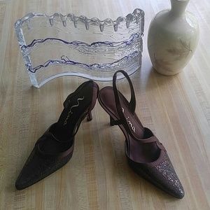 Nina Satin Midi Heels